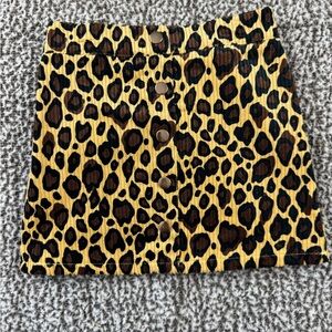 Kids Leopard Print Button-Front Skirt